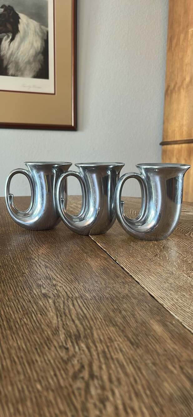 Wilton Armetale French Horn Mugs Set of 3 Pewter Tankards
